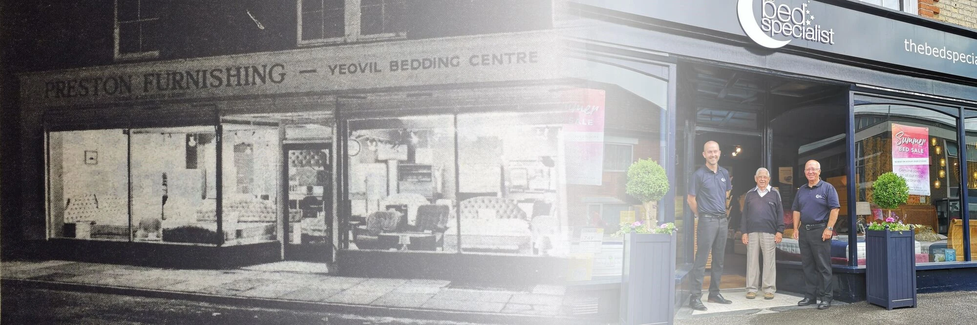 Old and new views of The Bed Specialist shop
